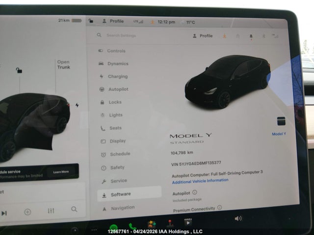 5YJYGAED8MF135377 Tesla Model Y Performance/standard Range