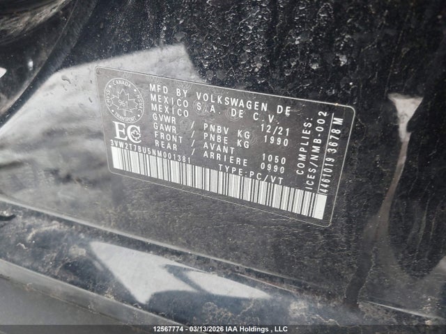 3VW2T7BU5NM001381 Volkswagen JETTA GLI