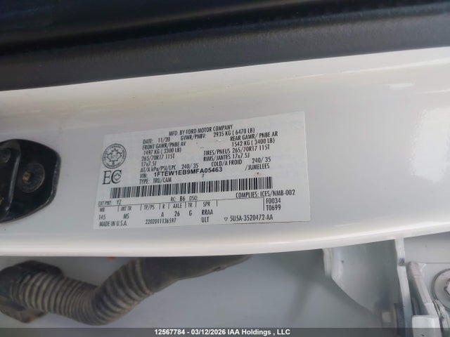 Продажа на аукционе авто 2021 Ford F150 Supercrew, vin: 1FTEW1EB9MFA05463, номер лота: 12567784