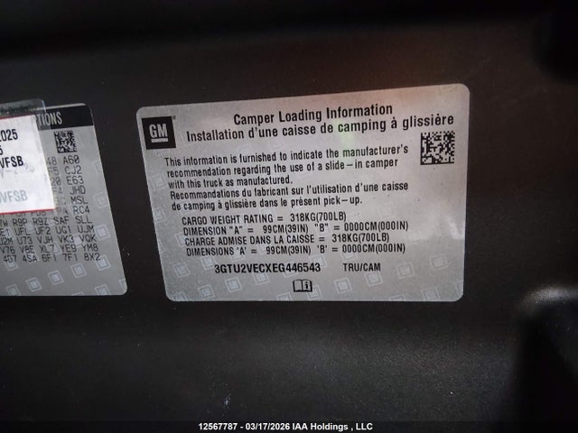 Продаж на аукціоні авто 2014 Gmc Sierra K1500 Slt, vin: 3GTU2VECXEG446543, номер лоту: 12567787