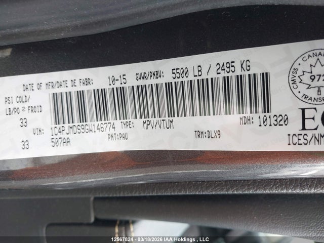 1C4PJMDS9GW146774 Jeep Cherokee Limited