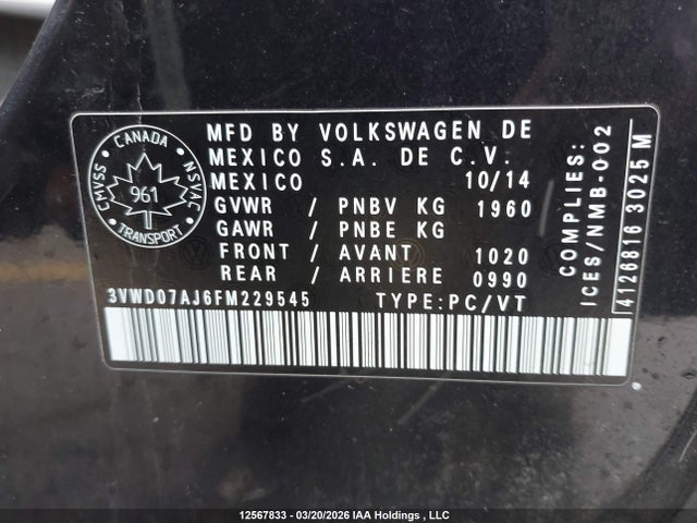 3VWD07AJ6FM229545 Volkswagen Jetta