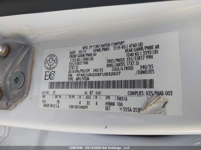 1FMCU9GX8FUB52937 Ford ESCAPE SE