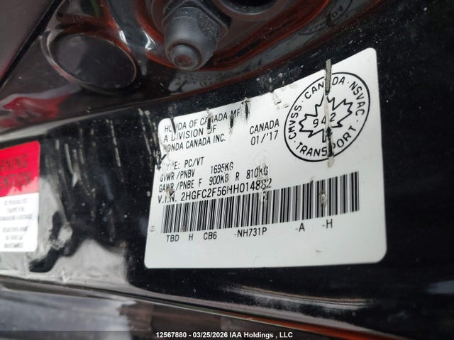 Honda Civic Lx 2017 2HGFC2F56HH014882 Image 9