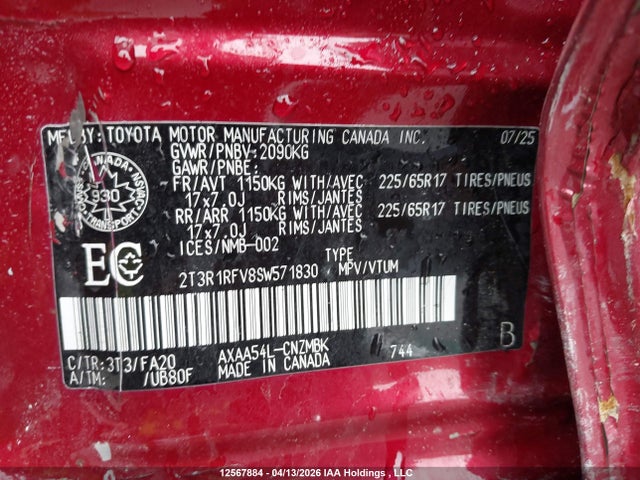 2T3R1RFV8SW571830 Toyota Rav4 Xle