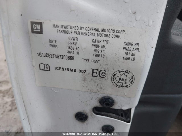 Продаж на аукціоні авто 2005 Chevrolet Cavalier, vin: 1G1JC52F457200669, номер лоту: 12567918