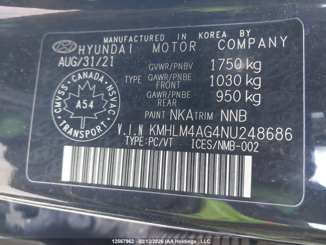 Продажа на аукционе авто 2022 Hyundai Elantra Sel, vin: KMHLM4AG4NU248686, номер лота: 12567962
