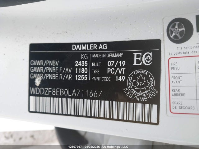 Aukcja sprzedaży 2020 Mercedes-benz E 350 4matic, vin: WDDZF8EB0LA711667, numer aukcji: 12567997