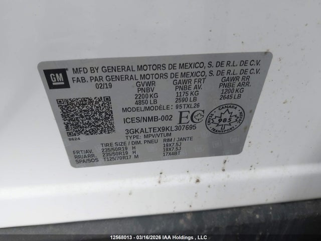 3GKALTEX9KL307695 GMC Terrain Sle