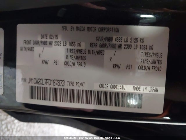 Продаж на аукціоні авто 2015 Mazda Mazda5, vin: JM1CW2CL7F0187873, номер лоту: 12568028
