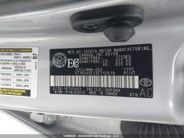Aukcja sprzedaży 2009 Toyota Matrix, vin: 2T1KU40E59C112618, numer aukcji: 12568029