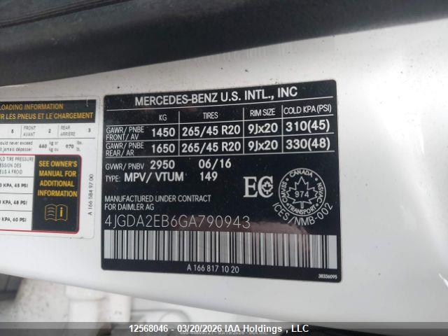 Aukcja sprzedaży 2016 Mercedes-benz Gle 350d 4matic, vin: 4JGDA2EB6GA790943, numer aukcji: 12568046