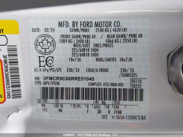 3FMCR9C66RRE51045 Ford Bronco Sport Outer Banks