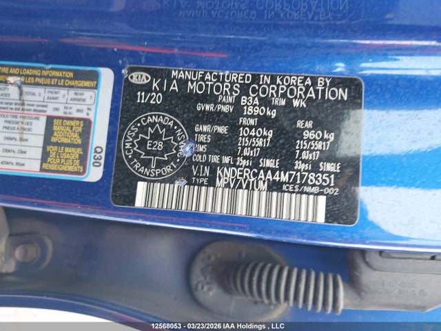 Aukcja sprzedaży 2021 Kia Seltos Ex, vin: KNDERCAA4M7178351, numer aukcji: 12568053