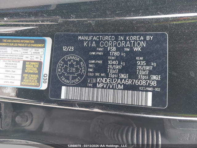Продажа на аукционе авто 2024 Kia Seltos Ex, vin: KNDEU2AA6R7608798, номер лота: 12568070