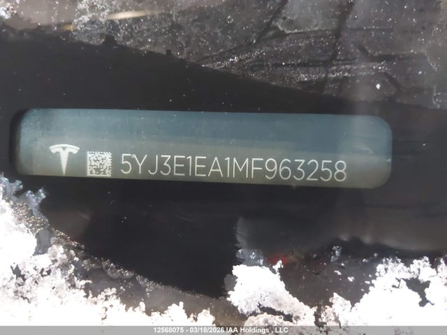 Aukcja sprzedaży 2021 Tesla Model 3 Standard Range/standard Range Plus, vin: 5YJ3E1EA1MF963258, numer aukcji: 12568075