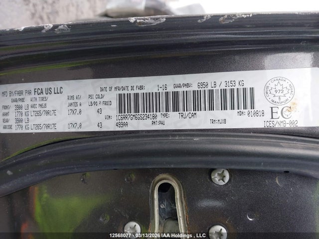 1C6RR7GM6GS234180 RAM 1500 Slt