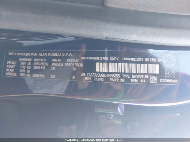 ZASFAKAN0J7B66855 Alfa Romeo Stelvio