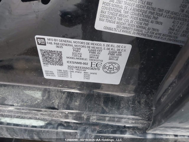 Продажа на аукционе авто 2025 Chevrolet Silverado 1500, vin: 3GCUKEED5SG382979, номер лота: 12568098