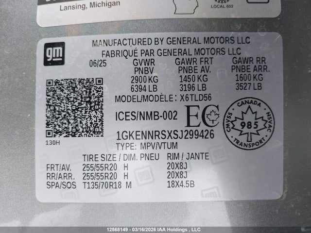 1GKENNRSXSJ299426 GMC Acadia Elevation