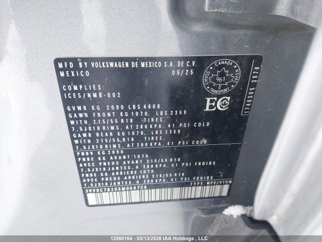 3VV8C7B20SM058726 Volkswagen TAOS S