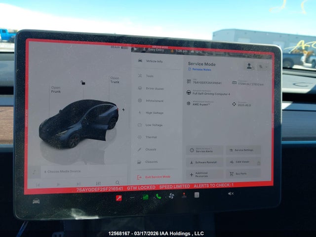 12568167 :رقم المزاد ، 7SAYGDEF2SF216541 vin ، 2025 Tesla Model Y Performance مزاد بيع