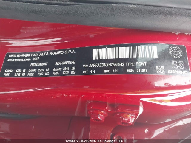 ZARFAEDNXH7535842 Alfa Romeo Giulia Q4