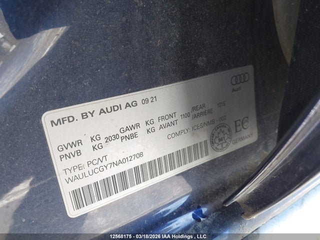 WAULUCGY7NA012708 Audi A3 Progressiv