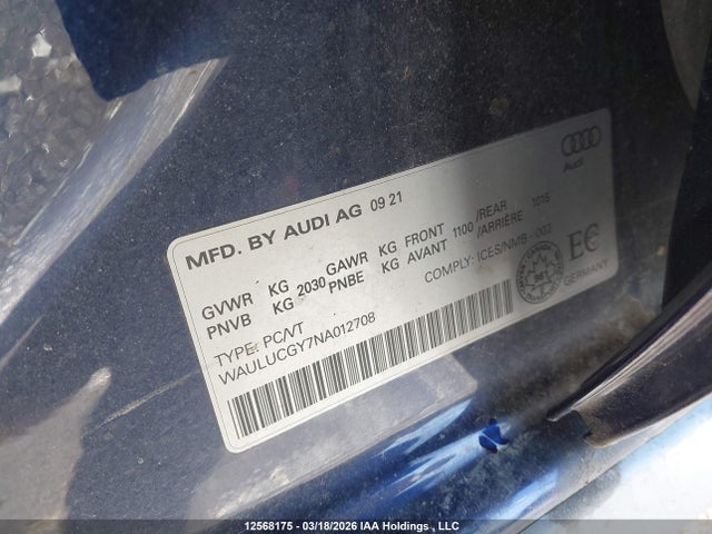 WAULUCGY7NA012708 Audi A3 Progressiv