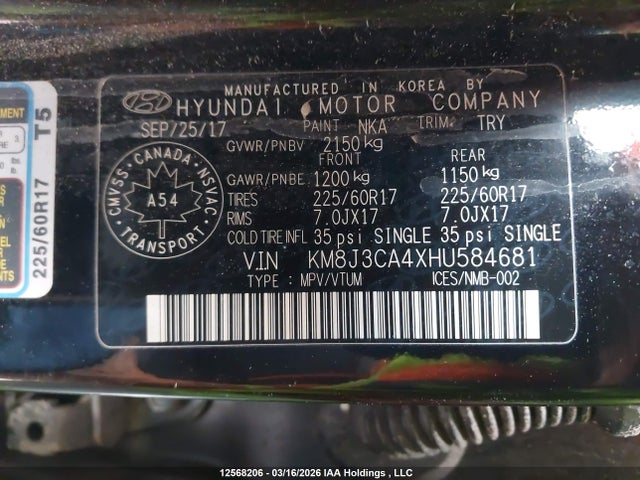 KM8J3CA4XHU584681 Hyundai Tucson Limited/sport And Eco/se
