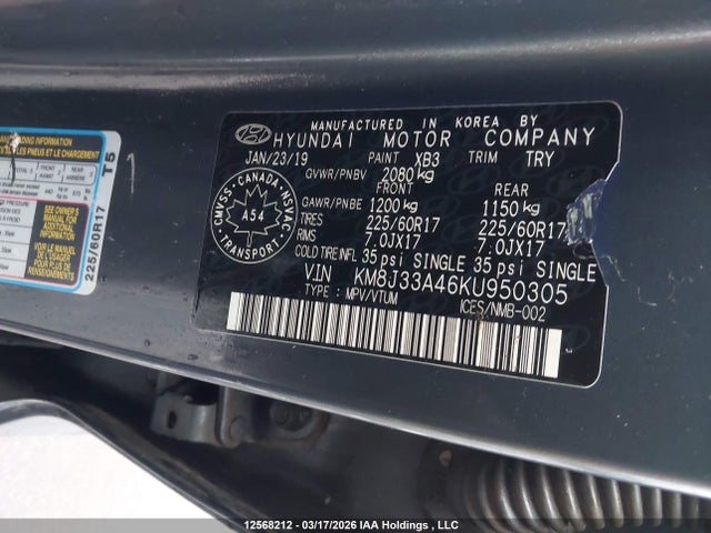 KM8J33A46KU950305 Hyundai Tucson Preferred