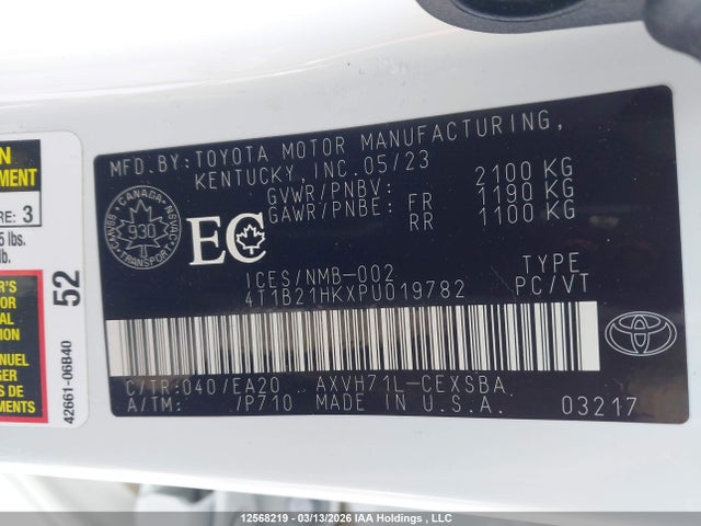 4T1B21HKXPU019782 Toyota Camry Xle/se