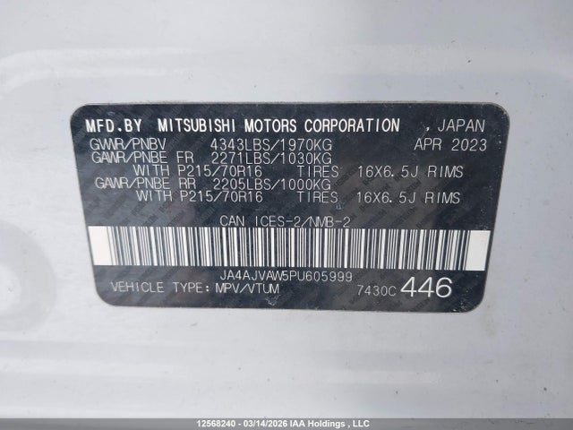 JA4AJVAW5PU605999 Mitsubishi Rvr Se/sel/le/gt