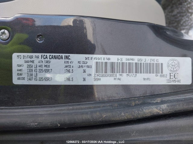 2C4RDGBG6GR389516 Dodge Grand Caravan Se/sxt