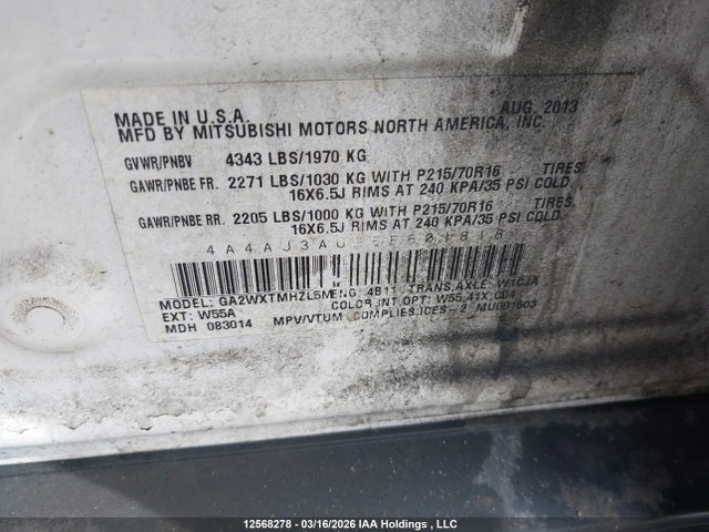 Aukcja sprzedaży 2014 Mitsubishi Rvr Se, vin: 4A4AJ3AU9EE601818, numer aukcji: 12568278