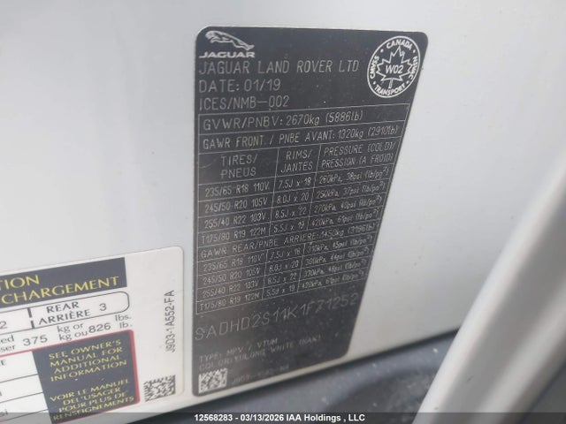 SADHD2S11K1F71252 Jaguar I-pace First Edition/hse