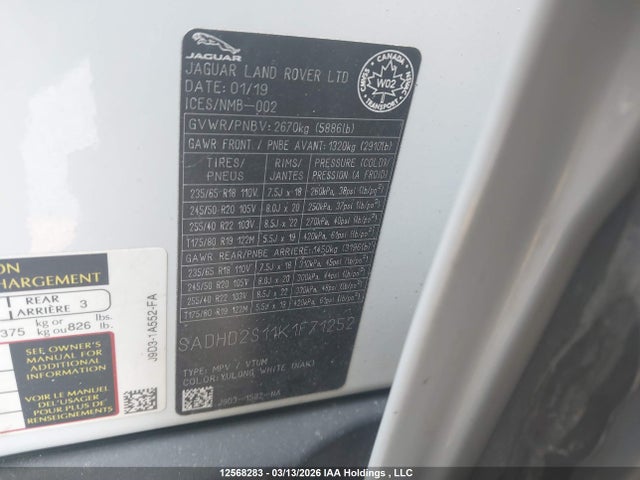 SADHD2S11K1F71252 Jaguar I-pace First Edition/hse
