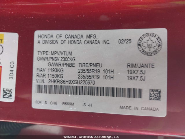 2HKRS6H9XSH225670 Honda CR-V HYBRID