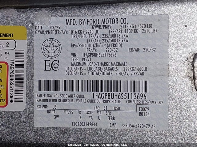 Aukcja sprzedaży 2025 Ford Mustang Ecoboost Premium, vin: 1FAGP8UH6S5113696, numer aukcji: 12568298