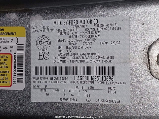 Aukcja sprzedaży 2025 Ford Mustang Ecoboost Premium, vin: 1FAGP8UH6S5113696, numer aukcji: 12568298