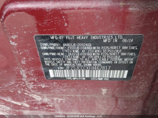 JF2SJCCCXFH462817 Subaru Forester 2.5i Convenience Package