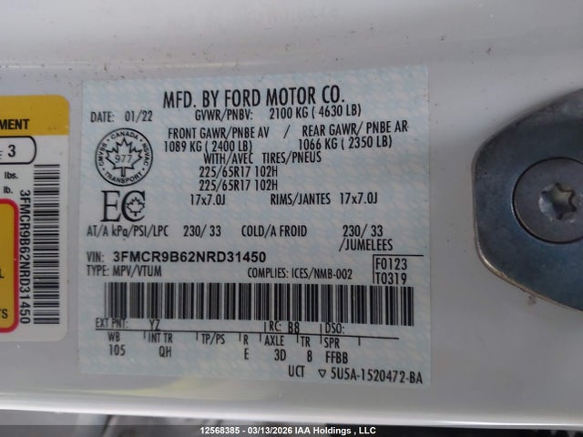 3FMCR9B62NRD31450 Ford Bronco Sport Big Bend