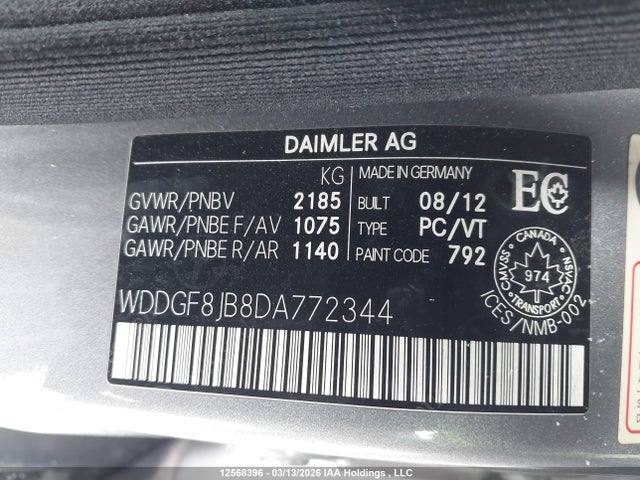 Aukcja sprzedaży 2013 Mercedes-benz C 350 4matic, vin: WDDGF8JB8DA772344, numer aukcji: 12568396