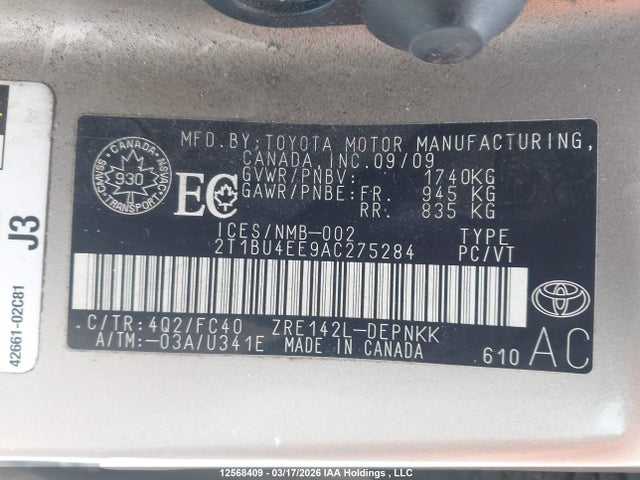 2010 Toyota Corolla S/le/xle მანქანა იყიდება აუქციონზე, vin: 2T1BU4EE9AC275284, აუქციონის ნომერი: 12568409