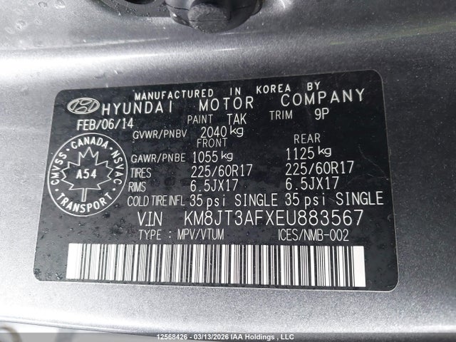 KM8JT3AFXEU883567 Hyundai TUCSON GLS