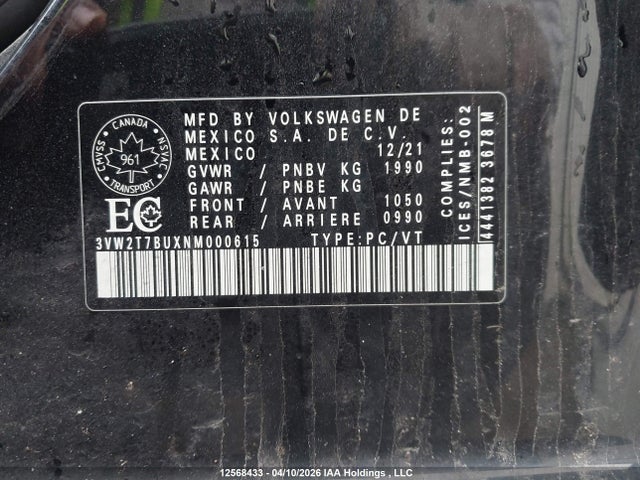 3VW2T7BUXNM000615 Volkswagen JETTA GLI