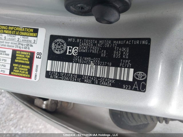 12568434 :رقم المزاد ، 2T1BU4EE8DC923718 vin ، 2013 Toyota Corolla Ce مزاد بيع