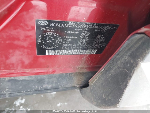 Продаж на аукціоні авто 2020 Hyundai Santa Fe Preferred Awd, vin: 5NMS3CAD5LH218913, номер лоту: 12568437