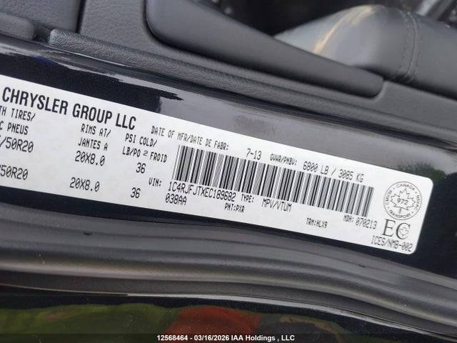 Продажа на аукционе авто 2014 Jeep Grand Cherokee Summit, vin: 1C4RJFJTXEC189682, номер лота: 12568464
