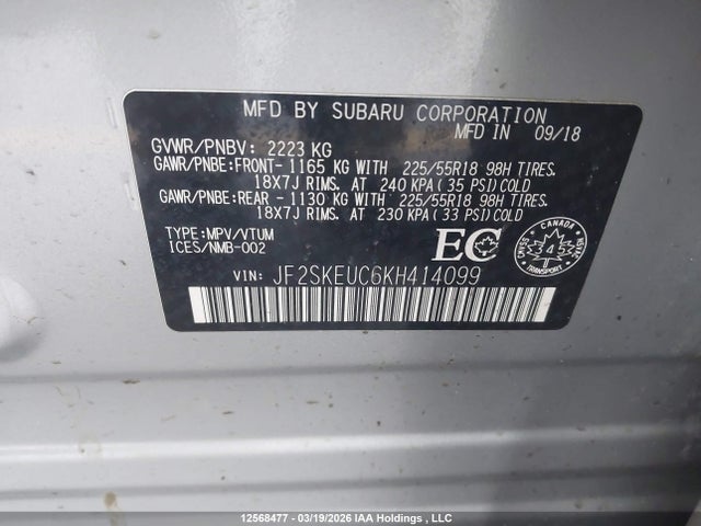 Subaru Forester 2019 JF2SKEUC6KH414099 Image 18
